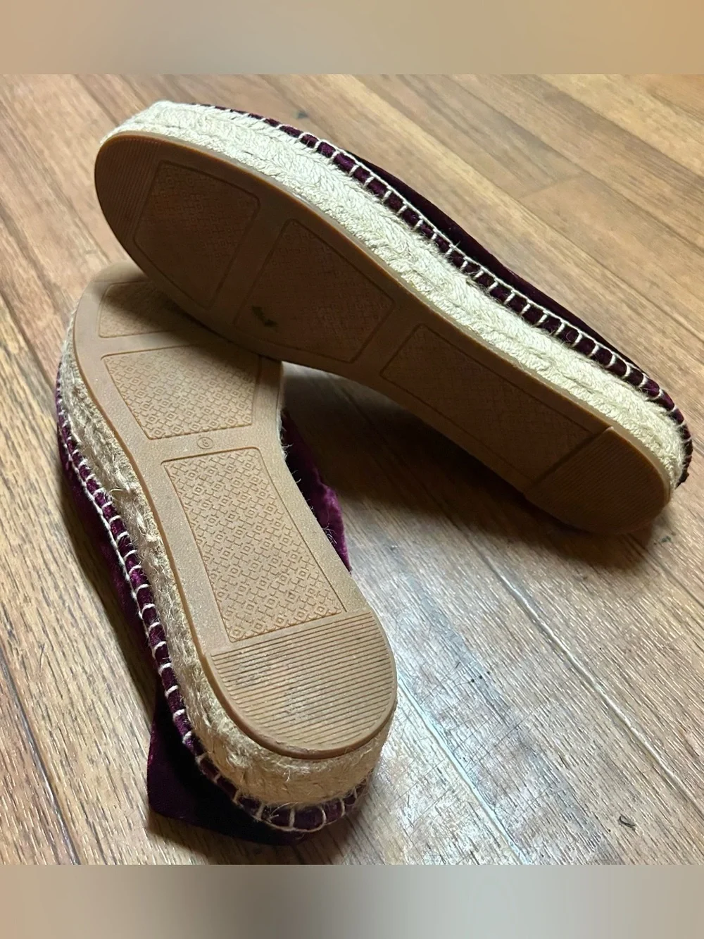 Tory Burch Velvet Espadrille Flats in Deep Wine